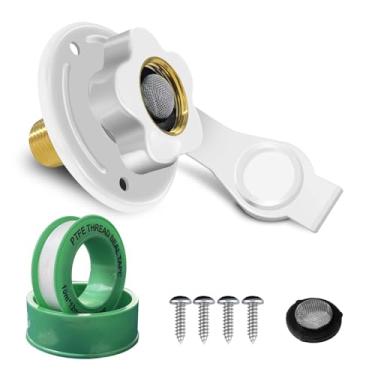 Imagem de YTFSA Entrada de água RV City com válvula de retenção, 3/4 NH fêmea para 1/2 NPT macho flange RV entrada de água doce, substituição de entrada de água para trailer, entrada de água RV com plugue de