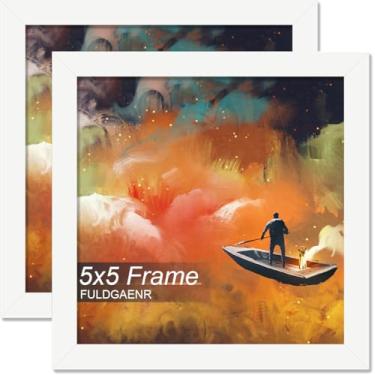 Imagem de FULDGAENR Conjunto de 2 porta-retratos 12,7 x 12,7 cm, molduras brancas para certificado de pôster, moldura de parede/mesa de alta transparência com visor vertical horizontal (pacote com 2 | branco |