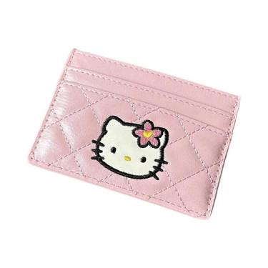 Imagem de Mini Porta-cartões Hello Kitty Fofo Anime Desenho Animado Saco De Arma