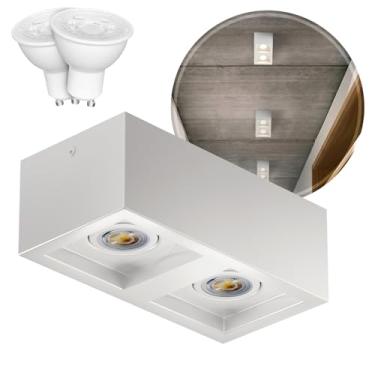 Imagem de Spot Recuado Duplo Sobrepor Alumínio Externo Gu10 + 2 LED MR16 6.5w MF219 (Branco/Branco Quente)