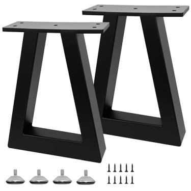 Imagem de Rioychan Pernas de mesa de metal trapézio de 25,4 cm, preto, pés de móveis DIY para banco, mesa de centro, banquinho, pernas de armário, incluindo parafusos e almofadas ajustáveis para pés, 25,4 x
