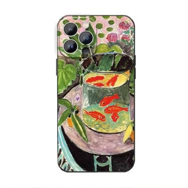Imagem de Artizgcase Capa para celular compatível com iPhone 14 Pro, Fish Water Lily para mulheres, Goldfish por Henri Matisse