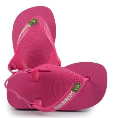Imagem de Chinelo Infantil Havaianas XS Baby 24/25 BRASIL LOGO, 21, Rosa