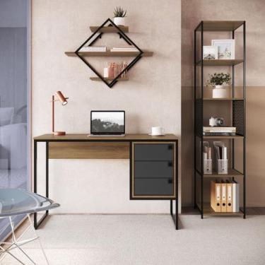 Imagem de Combo Móveis Escritório Home Office Mesa Estante Prateleira - LaCasaMi