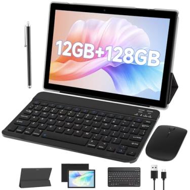Imagem de Tablet Android 13 com capa protetora de teclado, mouse Stylus de 10 polegadas, conjunto de tablets 2 em 1, 12 GB + 128 GB/1 TB, câmera dupla, tablet, PC, tela HD de 10,1 polegadas, 6000 mAh, bateria