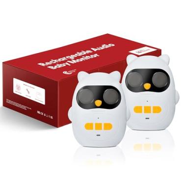 Imagem de H HOSMART Monitor De Bebê Com Áudio E Bateria Recarregável, Alcance 300 Metros, Interfone Sem Fio, Comunicação Bidirecional Som Nítido, Hy820-2Packs-Eua