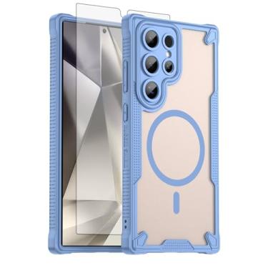 Imagem de Asuwish Capa de celular para Samsung Galaxy S24 Ultra 5G, compatível com Magsafe Magnetic, protetor de tela, capa protetora à prova de choque traseira fosca translúcida S24Ultra 24S S 24 24Ultra