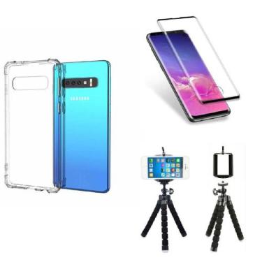 Imagem de Kit Tripé para Samsung Galaxy S10 Plus + Capa + Película Vidro 3D