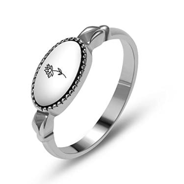 Imagem de AREH Anel de flor de nascimento personalizado mês de nascimento anel floral personalizado gravado delicado joia delicada presente para mãe, dama de honra, melhores amigas, 6, Metal não precioso, Sem