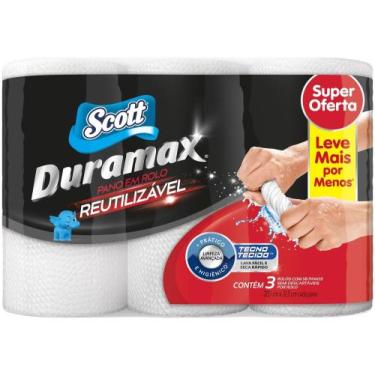 Imagem de Pano Semi Descartável Reutilizável Scott Duramax 58 Panos 3 Rolos, 3 r