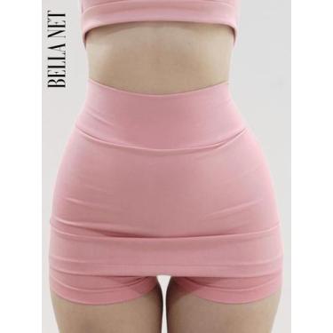 Imagem de Short Saia Para Academia Tapa Bumbum Moda Fitness - Rosa tropical - M 