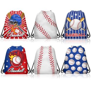 Imagem de CC HOME Pacote com 12 sacos de festa com cordão de beisebol, presente de beisebol, lembrancinha de festa com tema de bola esportiva para chá de bebê, crianças, meninas, meninos, decorações de