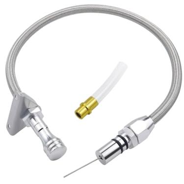 Imagem de PEATOVIE Tubo de vareta de transmissão flexível compatível com Chevy, GM 700R4, 4L80E e 4L60E - Firewall de estrutura trançada de aço inoxidável montado para fácil instalação e aparência elegante do