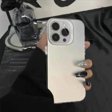 Imagem de Capa de telefone colorida fosca para iPhone 16 11 Pro Max 11 12 13 Mini 14 Plus Pls Ps capa protetora rígida à prova de choque, prata, para iPhone 16 ProMax