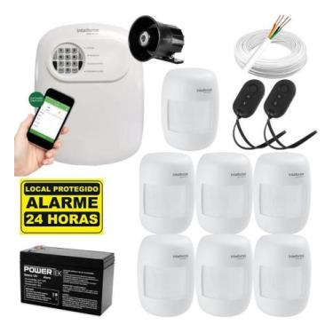 Imagem de Kit Alarme Intelbras com Fio 7 Sensores Infravermelho, 100m de Cabo e 