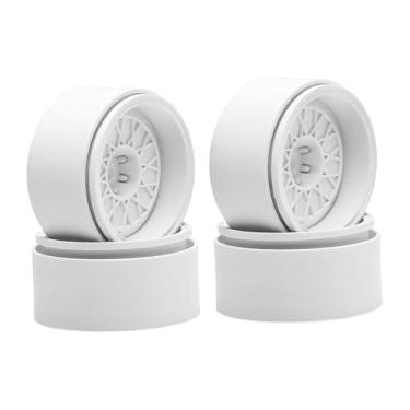 Imagem de TTETTZ 4x Rodas de 1,9 polegadas Pneus Rodas Raiadas Aros Profissionais Fácil de Instalar Cubos Substituição para 1:10 1:12 RC Crawler, Branco