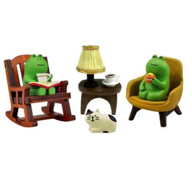 Imagem de Conjunto de estátuas de sapo em miniatura refinado para decoração - Re