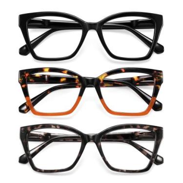 Imagem de Óculos de leitura resjok Fashion Cat Eye Women, pacote com 3 unidades,