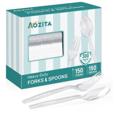 Imagem de Conjunto de talheres Talheres de plástico AOZITA, 300 unidades para ca