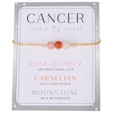 Imagem de Fuqimanman2020 Pulseiras De Contas Do Zodíaco Com Pedras Naturais, Preciosas Curativas, Cristal, Contas, Horóscopo, Elástico, Ajustável Para Homens, Mulheres, Adolescentes E Câncer