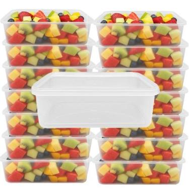 Imagem de Kit 15 Potes Retangular 500ml Com Tampa Marmita - BrasilPack