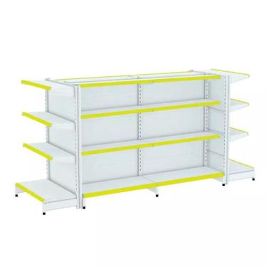 Imagem de Gondola Centro 137 Fit Ate 2 Metros 2 Ponta Branco 24b Pe Amarelo - AM