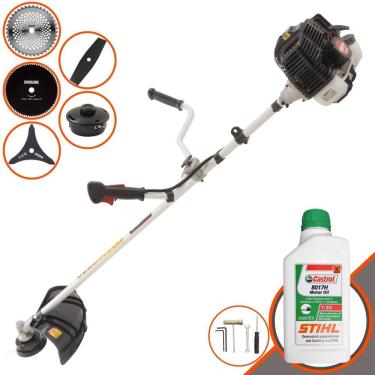 Imagem de Máquina de Cortar Grama Kawashima KW52-LE À Gasolina 52cc 2,5HP 10.000rpm Roçadeira Lateral Multifuncional Com 5 Opções de Cortes + ÓLEO STIHL 2T