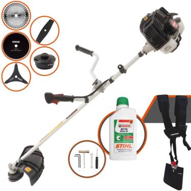 Imagem de Roçadeira Cortador de Grama Lateral À Gasolina Kawashima KW52LE 52cc 2,5HP Completa 5 em 1 Com Carretel + 4 Lâminas de Corte + ÓLEO STIHL 2 Tempos