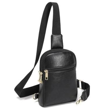 Imagem de INICAT Pequenas bolsas transversais femininas de couro vegano para celular pochete para mulheres e homens, Preto rico antirroubo, Large, Tendência