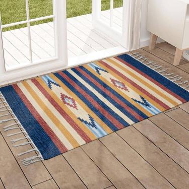 Imagem de 1 Tapete Capacho Kilim  India 100% Algodão 50X70 M01