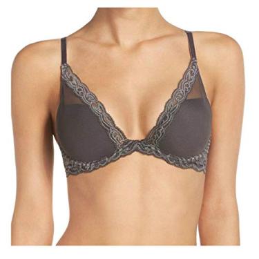 Imagem de Natori Sutiã com decote profundo com penas, Cinza escuro, 32DD