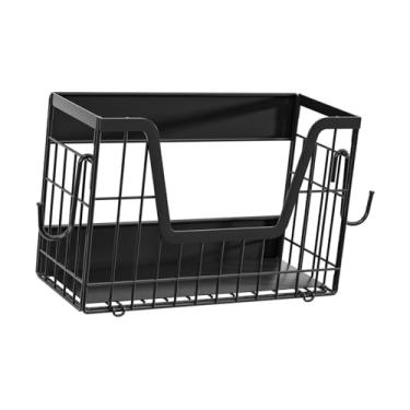 Imagem de IEUDNS Prateleira lateral para geladeira, cesta de frutas e vegetais de metal com ganchos, porta-tempero para geladeira, para quarto, lavanderia, Preto