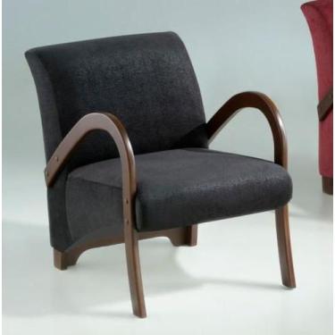 Imagem de Poltrona Paola Madeira Imbúia com Tecido Veludo Plus Preto Fosco e Vel