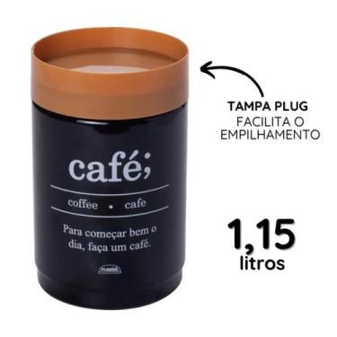Imagem de Porta Café Pote Mantimentos Plug Redondo 1,15 L Plástico Cozinha - PLA