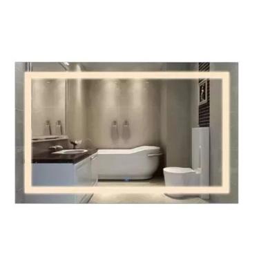 Imagem de Espelho Grande Aparador Jateado Com Led Touch Duas Opções de Cor Decor