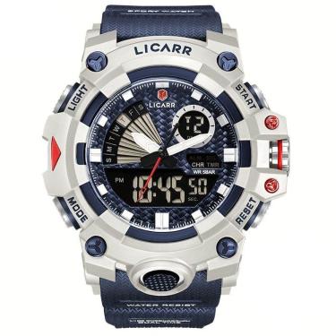 Imagem de Relógio Licarr Top Luxury - Cronômetro à Prova D`água, Quartzo 9532 Branco Azul