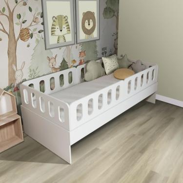 Imagem de Cama Solteiro Com 04 Grades E Cabeceira Anatômica Removíveis Branco Housin