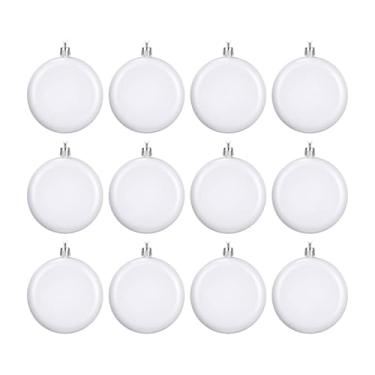 Imagem de Baoblaze 12 peças de enfeites de bola plana de Natal em branco, discos planos, pingentes de centro de mesa, artesanato faça você mesmo para pintura de