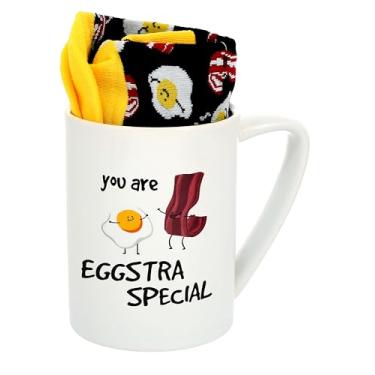 Imagem de Pavilion - You Are Egg-Tra Special - Meias pretas e amarelas novidade para café da manhã e caneca de 510 g presente de relacionamento de longa distância presente namorada esposa presente