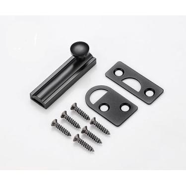 Imagem de Trava deslizante de latão maciço, trava de superfície de segurança antirroubo SUYA de 7,6 cm para portas francesas, cercas de madeira, portões e armários, acabamento preto fosco