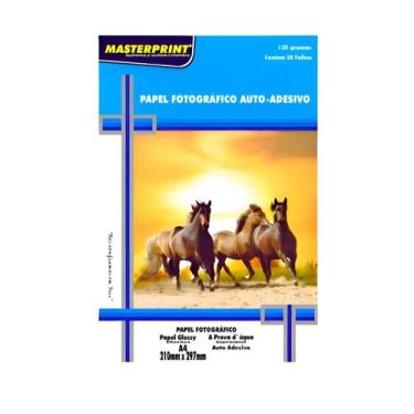 Imagem de Papel Fotográfico Adesivo A4 Glossy 130g 20 Folhas Masterprint Branco