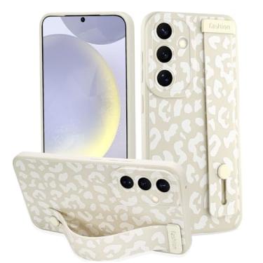 Imagem de LSL Capa para Samsung Galaxy S24 Plus com alça de dedo para mulheres e meninas, linda capa de telefone leopardo com suporte de pulseira, capa fina protetora de silicone à prova de choque para câmera