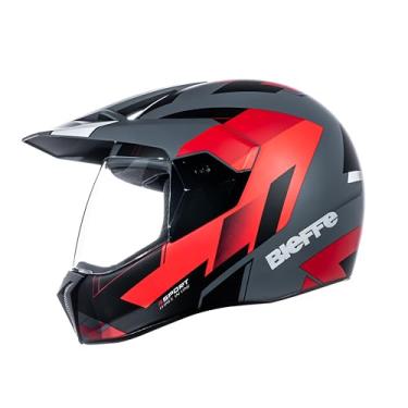 Imagem de Bieffe Capacete Fechado para Moto Enduro 3 Sport React Cinza Dark Fosco/Vermelho 61