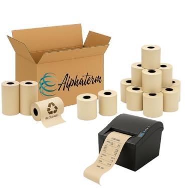 Imagem de Bobina de Papel Térmico Reciclado Alphaterm 80x30 Sustentável para Cupom Fiscal PDV ECF POS Kit Econômico 60 Unidades