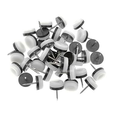 Imagem de ALIMITOPIA 40 peças de móveis deslizante para cadeira deslizante de nylon engrossado com pregos, protetor de piso para móveis de madeira, cadeiras e pés de perna (Φ 18 mm ou 1,8 cm; branco)