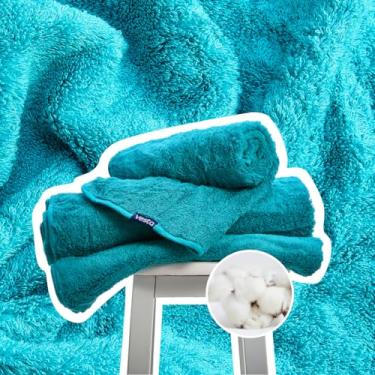 Imagem de Vesta Conjunto de toalhas de algodão egípcio 740 GSM, 100% algodão egípcio de fibra longa, rápida absorção com tear espiral avançado, conjunto de 2-1 toalha de banho e 1 toalha de mão, verde jade