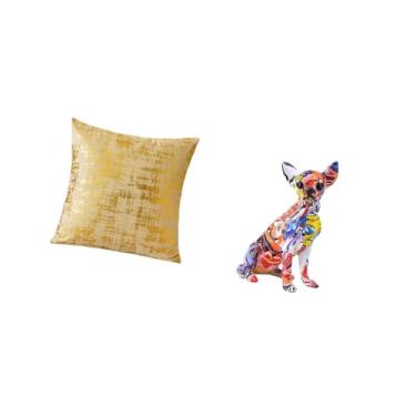 Imagem de Fenteer Capa de Almofada com Escultura de Cachorro Colorida E Elegante para Decoração de Casa, Capa de Almofada Realista de Animal, Enfeite de Artesanato Mult