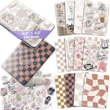 Imagem de Kaciola 12 peças de papel cartolina para e-reader e 50 peças de adesivos de scrapbook para capa transparente, 15,7 cm x 11,9 cm, acessórios de decoração para E-Reader Basic (café)