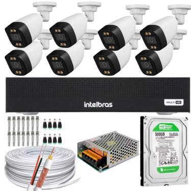 Imagem de Kit 8 Câmeras full Color Dvr 1008-C intelbras C/Hd 500gb