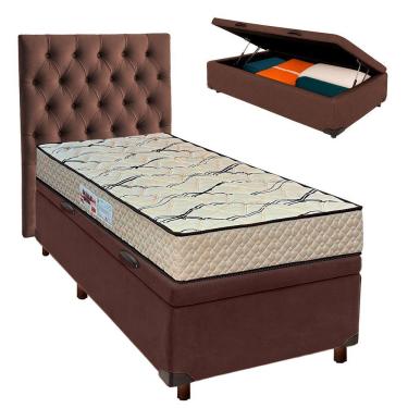 Imagem de Kit Cama Box Bau + Cabeceira + Colchão Solteiro D33 - Maxsono - Paropas